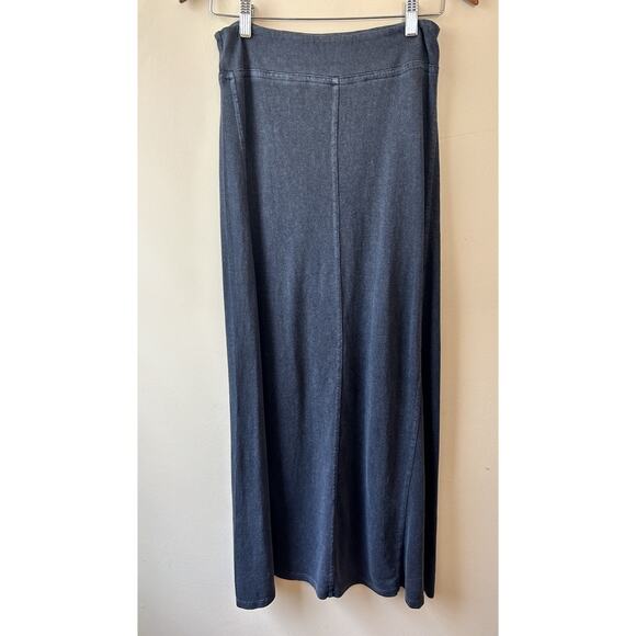 Poetry Natural Hemp Cotton Stretch Jersey Seamed Pull On Blue Gray Skirt 2 - Picture 1 of 10
